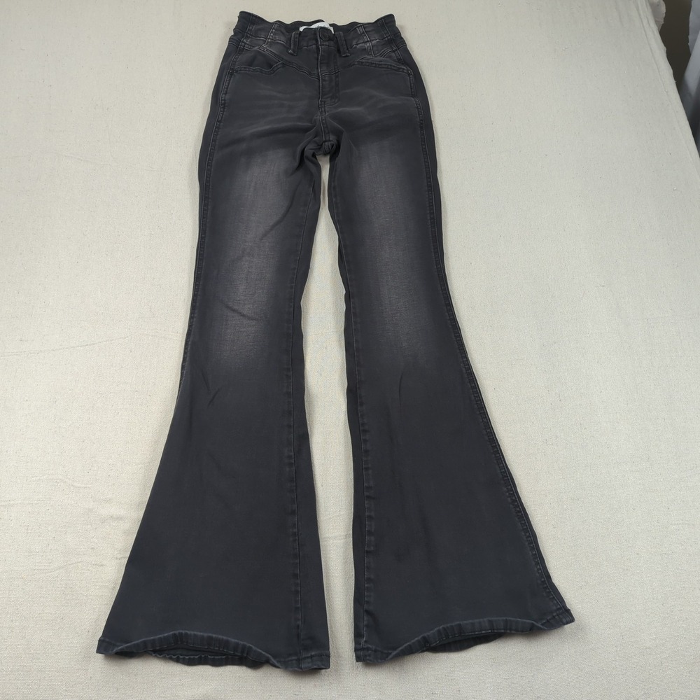 Kancan Jeans Womens 26 Black Marcy High Rise Flare Stretch